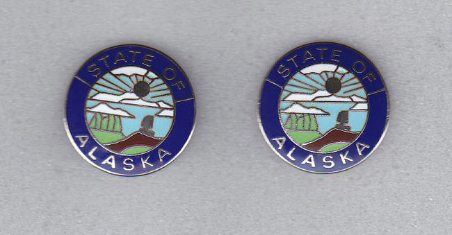 State of AK Alaska COLLAR/LAPEL PINS Silver state seal